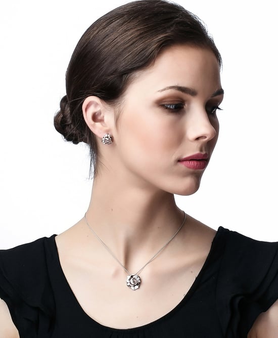 Orphelia 'Ivory' Women's 925 Sterling Silver Chain with Pendant - Silver/Rose ZH-7091/1