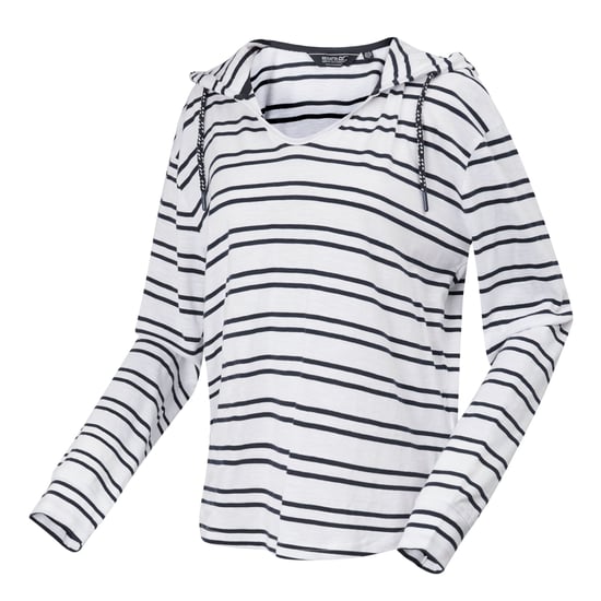Regatta Womens/Ladies Minerve Stripe V Neck Hoodie (White/Navy)