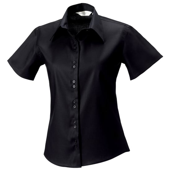 Russell Collection Ladies/Womens Short Sleeve Ultimate Non-Iron Shirt (Black) - Image 3