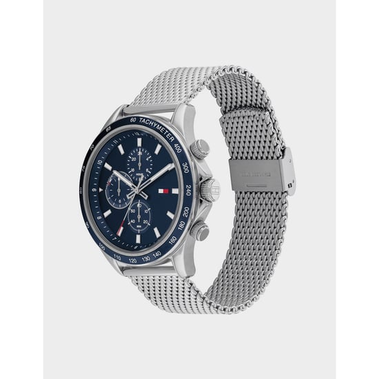 Accessories Tommy Hilfiger Miles Chronograph Mesh Bracelet Watch in navy silver - Image 2