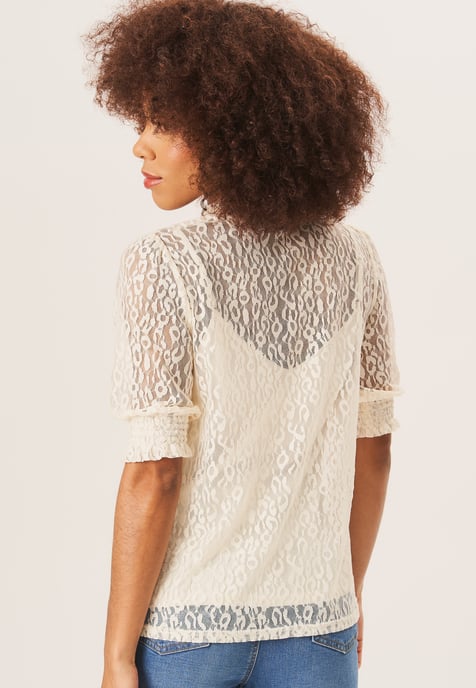 High Neck Lace Loose Fit Blouse