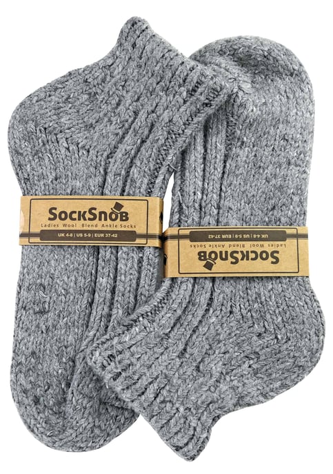 Sock Snob - Calcetines tobilleros de lana de corte bajo y canalé grueso para mujer - Image 2