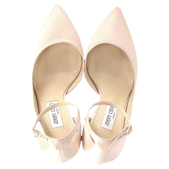 Jimmy Choo Lucy 100 Pointy Toe Pumps in Nude Satin - Image 5