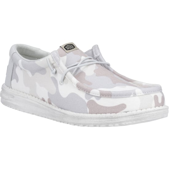 HEYDUDE Wally Washed Camo Polyester Men's Greyscale Desert Camo Boat Shoes - Image 1
