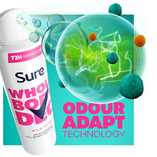 Sure Women Wild Rose Whole Body Deodorant Spray Aluminium Free 150ml, 3 Pack
