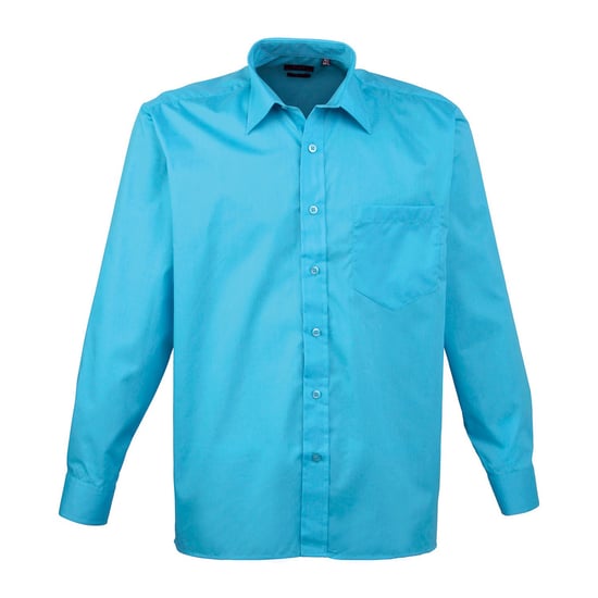 Premier Mens Poplin Long-Sleeved Shirt (Turquoise) - Image 1