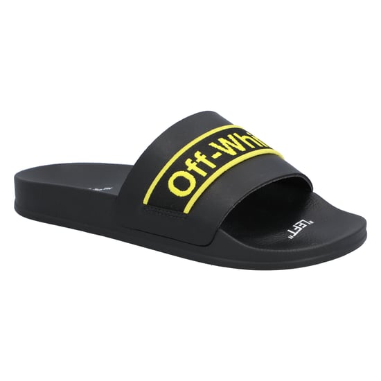 Off White logo-print leather slides - Image 1