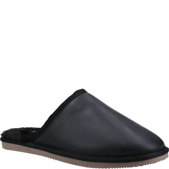 Hush Puppies Mens Coady Leather Slippers (Black) - Image 1