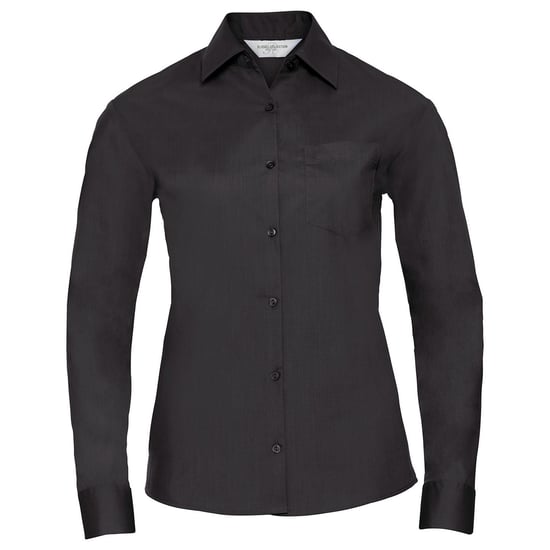 Russell Collection Womens/Ladies Poplin Easy-Care Long-Sleeved Formal Shirt (Black) - Image 1