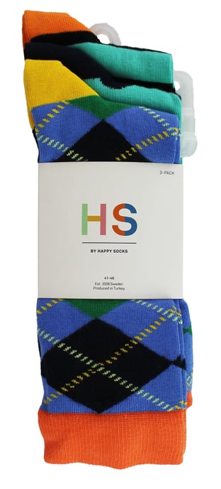 HS by Happy Socks - Pack de 3 calcetines de vestir divertidos - Argyle (Azul) - Image 2