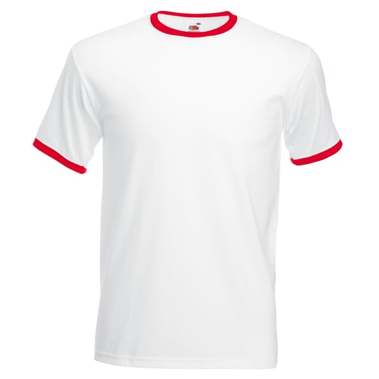 Fruit Of The Loom Mens Ringer Short Sleeve T-Shirt (White/Red) - Image 1