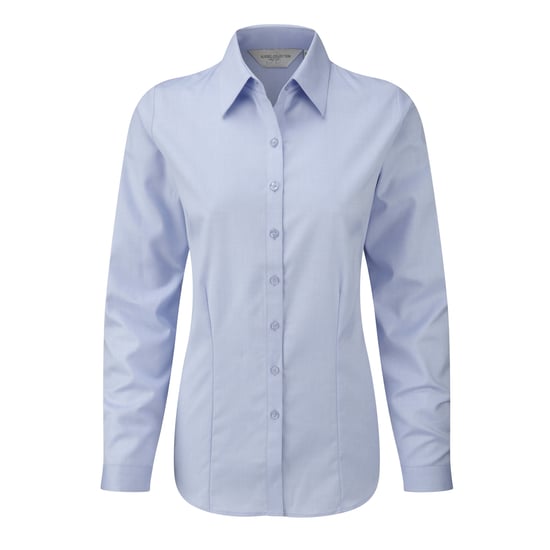 Russell Ladies/Womens Herringbone Long Sleeve Work Shirt (Light Blue) - Image 1