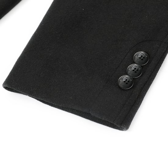 Men's Knee-Length Winter Wool Coat Slim Fit Turn-Down Collar Business Coats Black - Image 5