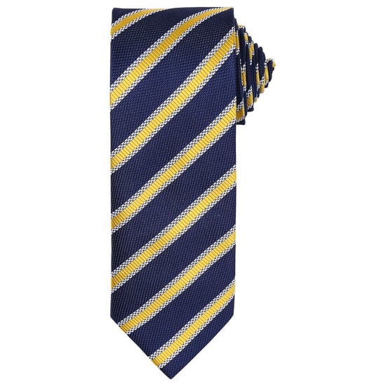 Premier Mens Stripe Waffle Tie (Navy/Gold) - Image 1