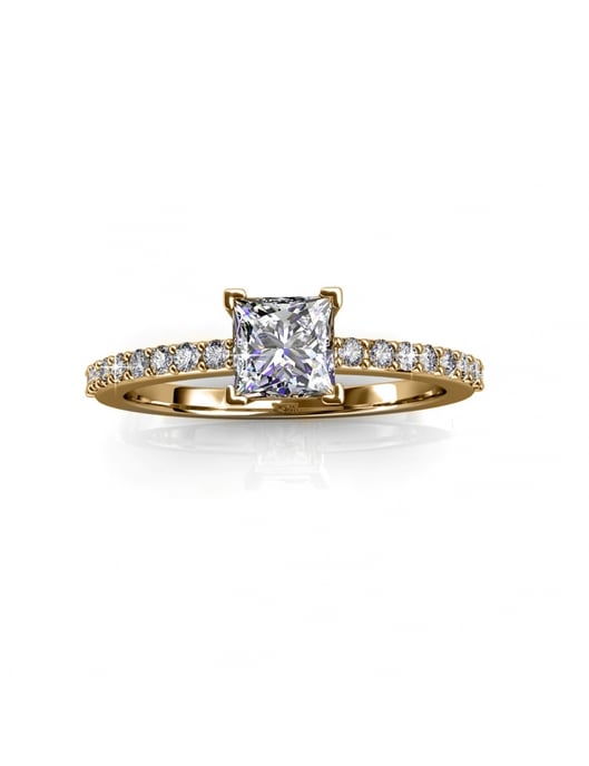 Anillo Cuadrado Simple - Oro y Cristal - Image 4