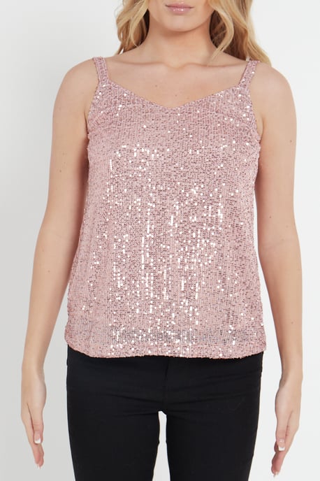 Sequin V Neck Cami Top