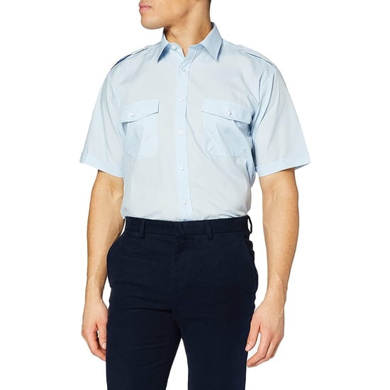Premier Mens Short Sleeve Pilot Plain Work Shirt (Light Blue) - Image 3