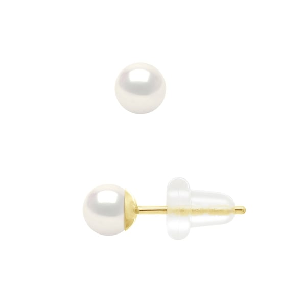 Earrings Yellow Gold 750 - Real Cultured Freshwater Pearls Round 4-5 mm - Image 1