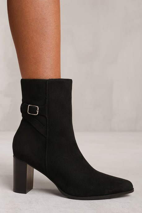Where's That From Womens 'North' Wide Fit Block Heel Boot With Buckle Detail