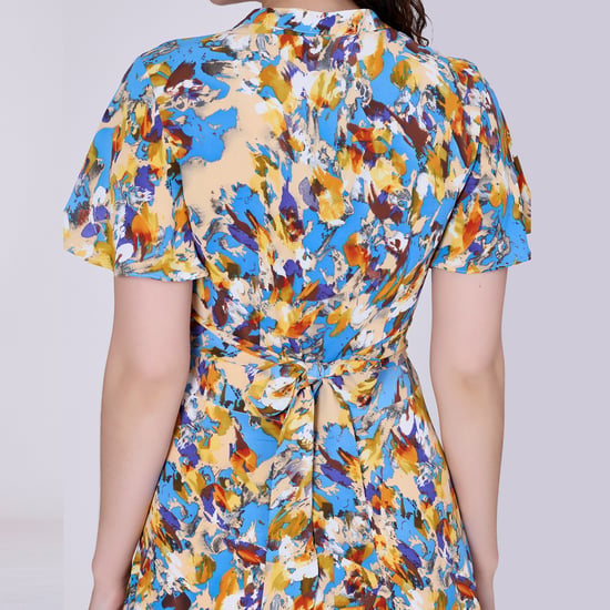 Wrap midi abstract print midi dress