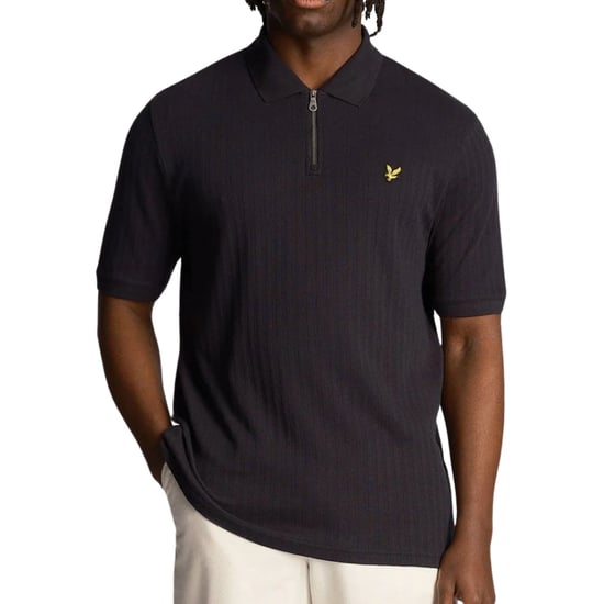 Polo azul marino oscuro con rayas texturizadas de Lyle & Scott - Image 1