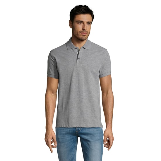 SOLs Mens Prime Pique Plain Short Sleeve Polo Shirt (Grey Marl) - Image 4