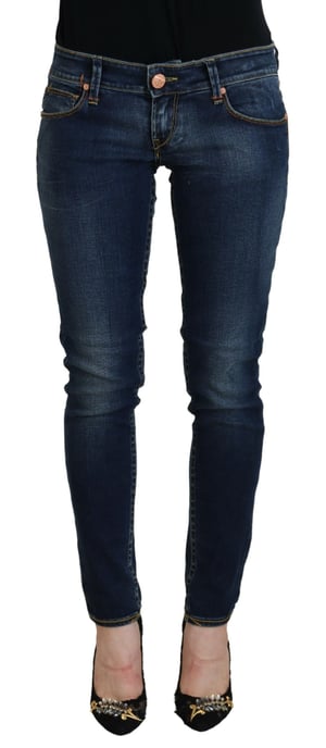 Jeans de mujer ajustados de cintura baja de algodón azul Acht - Image 1