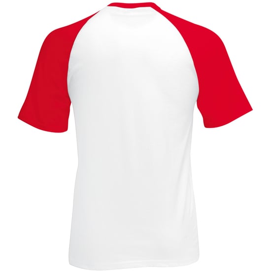 Fruit Of The Loom Mens Short Sleeve Baseball T-Shirt (White/Red) - Image 2