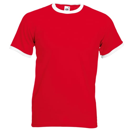 Fruit Of The Loom Mens Ringer Short Sleeve T-Shirt (Red/White) - Image 1