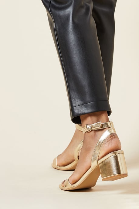 Dorothy Perkins Womens Heeled Sandals Silver Mid Block Heel Open Toe Casual - Image 3