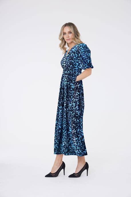 Vestido Evelyn Animal Print Azul - Image 2