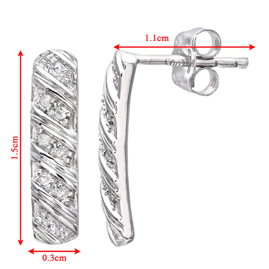 Pendientes de oro blanco de 9 quilates con diamantes de 5 puntos para mujer - Image 2