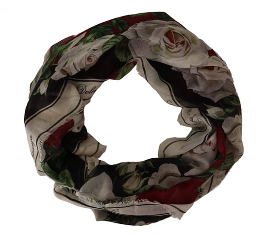 Bufanda de cachemira con estampado multicolor de rosas para mujer de Dolce & Gabbana - Image 4