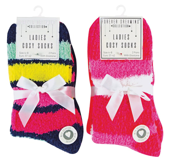 4 Pares de Calcetines de Cama para Mujer con Grips| Antideslizante Térmico Zapatillas Esponjosas - Raya 1 - Image 2