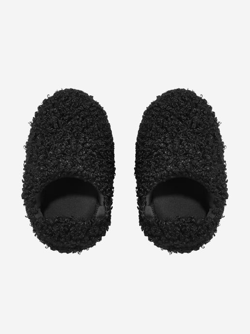 Moon Boot Kids Faux Curly Slippers in Black - Image 4