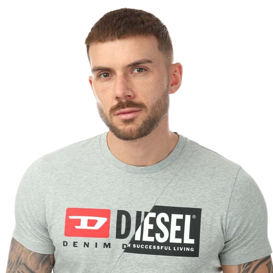 Camiseta gris con logo dividido Denim Division de Diesel - Image 4