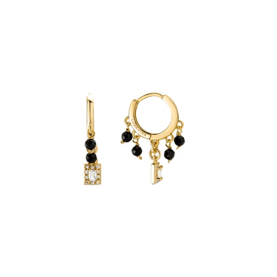 Luxenter Black Agate earrings finished in 18K yellow gold - Ordzun