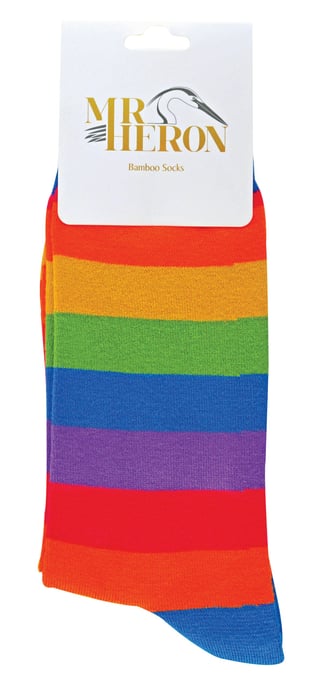 Mr Heron - Calcetines de bambú para hombre | Calcetines de rayas Argyle | Regalos para él - Rayas Arco Iris - Image 2