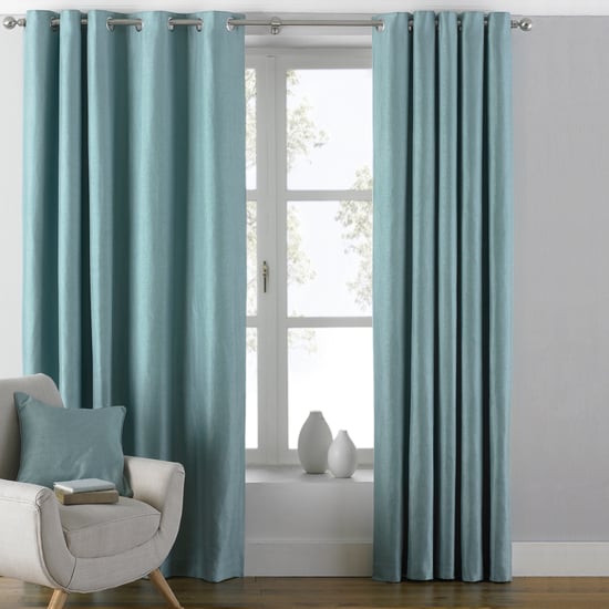 Cortinas de ojo de perdiz en tela de sarga atlántica en azul pato - Image 2
