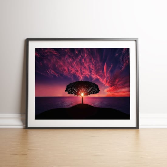 Pink and Purple Sunset - Black frame