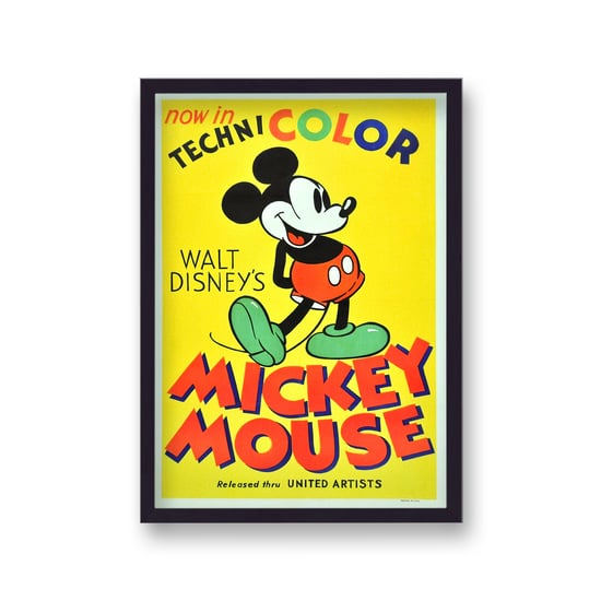 Vintage Movie Print Classic Mickey Mouse - Black Frame