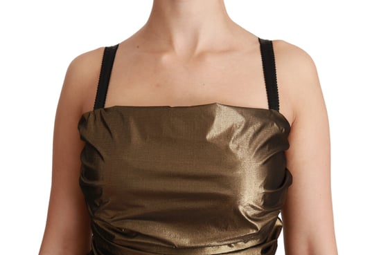 Vestido mini entallado de nylon bronce de Dolce & Gabbana - Image 5