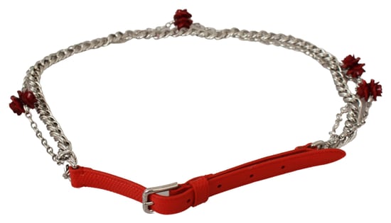 Cinturón Floral de Cuero Rojo con Rosas de Dolce & Gabbana - Image 3