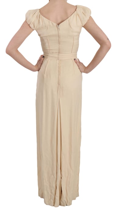 Vestido de columna sin mangas de seda beige de Dolce & Gabbana - Image 3