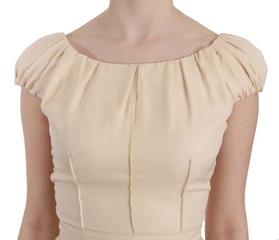 Vestido de columna sin mangas de seda beige de Dolce & Gabbana - Image 5