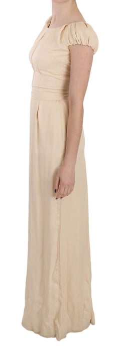 Vestido de columna sin mangas de seda beige de Dolce & Gabbana - Image 4