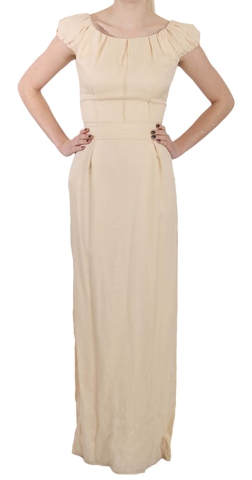 Vestido de columna sin mangas de seda beige de Dolce & Gabbana - Image 1