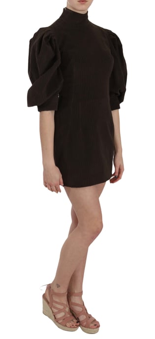 Vestido mini ajustado de algodón de pana marrón de Dolce & Gabbana - Image 1