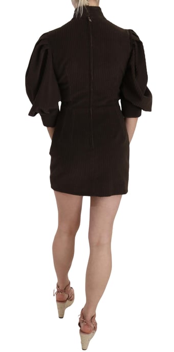Vestido mini ajustado de algodón de pana marrón de Dolce & Gabbana - Image 2