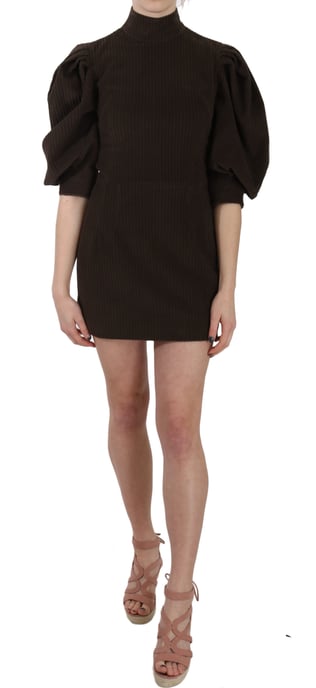 Vestido mini ajustado de algodón de pana marrón de Dolce & Gabbana - Image 4